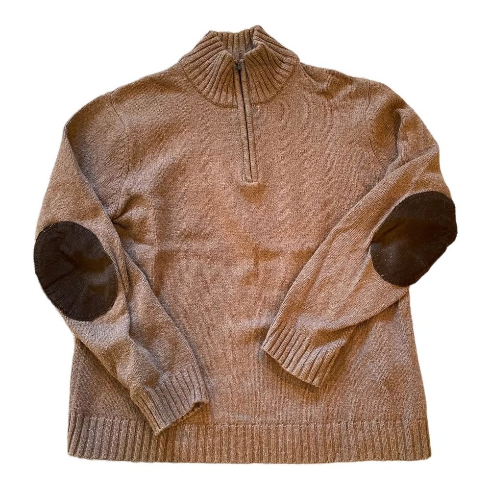 Gap Men's Knitted Pull Over Mock Neck Half Zip Up Sweater Brown M Medium